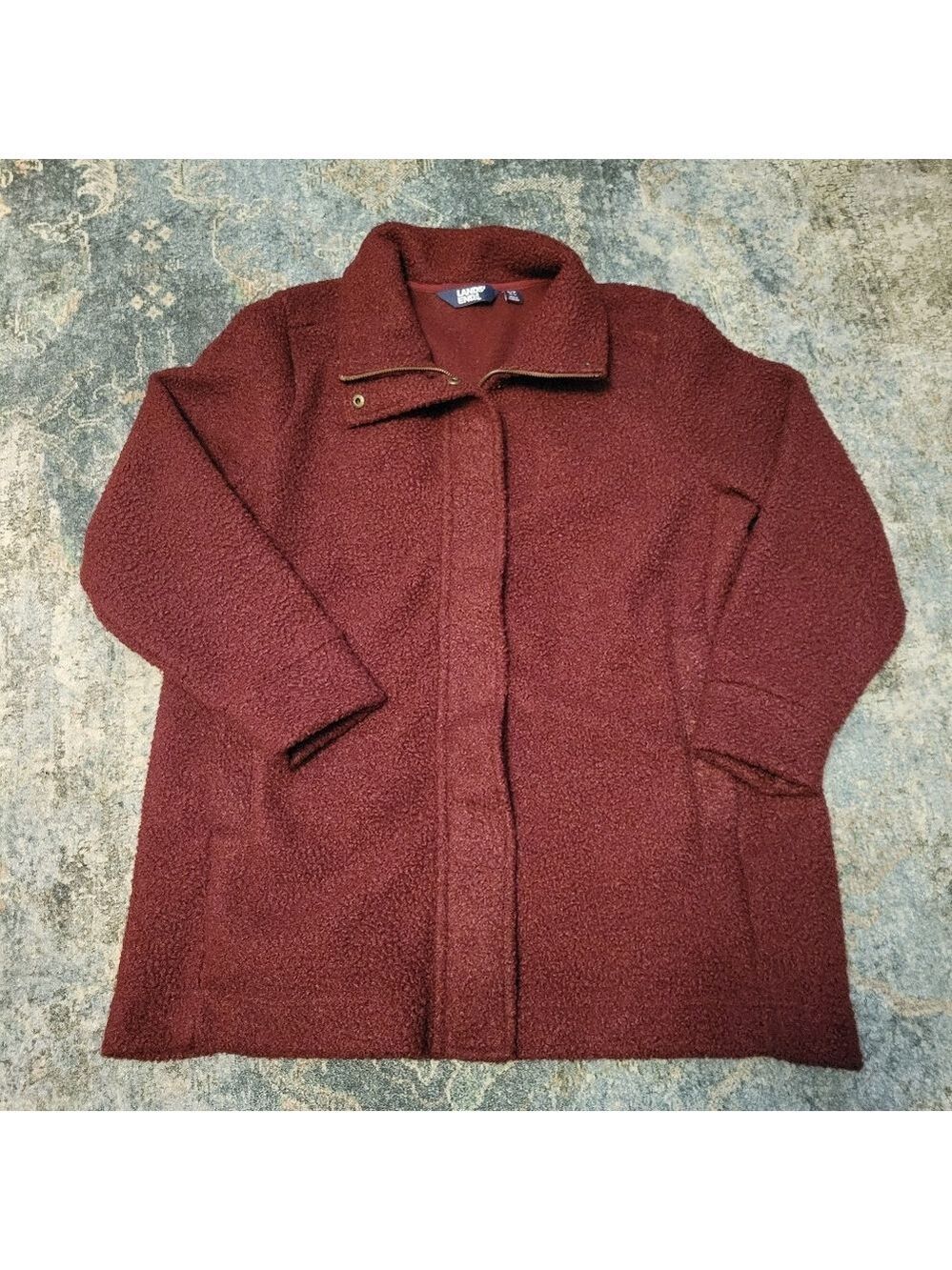 Lands' End Women's Rich Burgundy Teddy Jacket Size L, Looks New